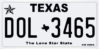 TX license plate DOL3465
