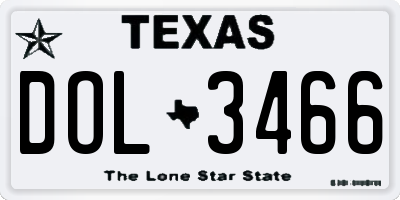 TX license plate DOL3466