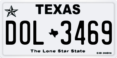 TX license plate DOL3469
