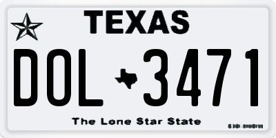 TX license plate DOL3471