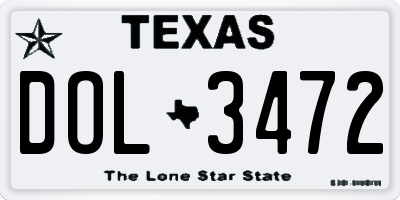 TX license plate DOL3472