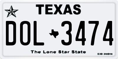 TX license plate DOL3474