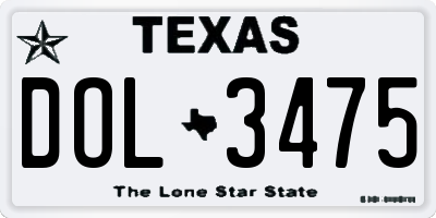 TX license plate DOL3475