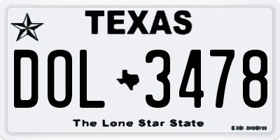 TX license plate DOL3478
