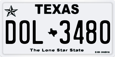 TX license plate DOL3480