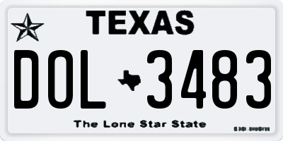 TX license plate DOL3483