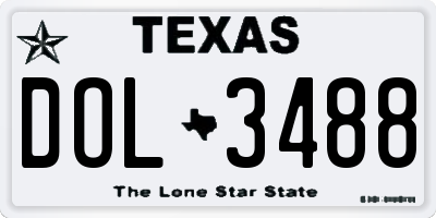 TX license plate DOL3488