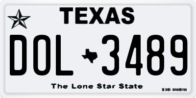 TX license plate DOL3489