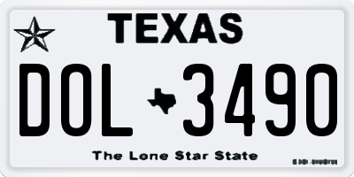TX license plate DOL3490