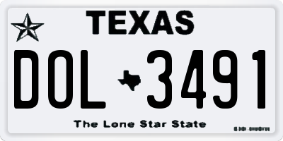TX license plate DOL3491