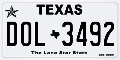TX license plate DOL3492