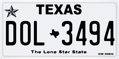 TX license plate DOL3494