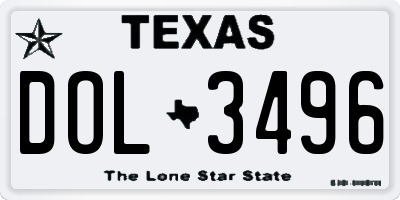 TX license plate DOL3496