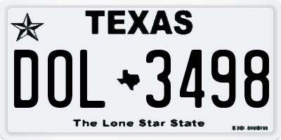 TX license plate DOL3498