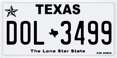 TX license plate DOL3499