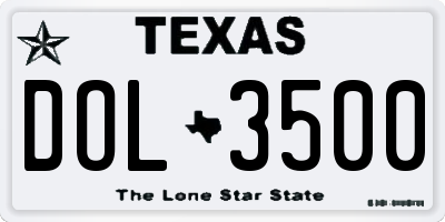 TX license plate DOL3500