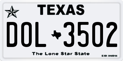TX license plate DOL3502