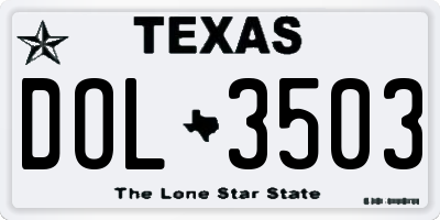 TX license plate DOL3503
