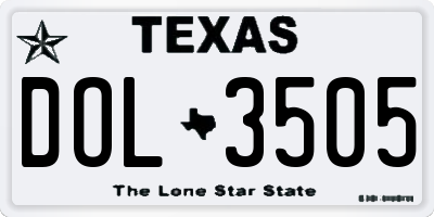 TX license plate DOL3505