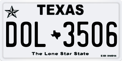 TX license plate DOL3506