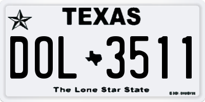 TX license plate DOL3511
