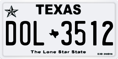 TX license plate DOL3512