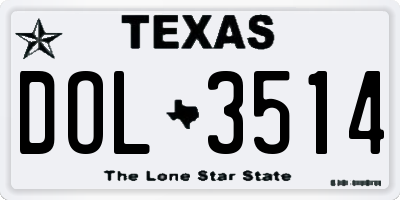 TX license plate DOL3514