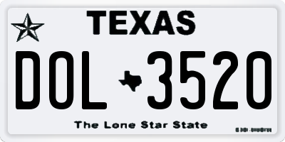 TX license plate DOL3520