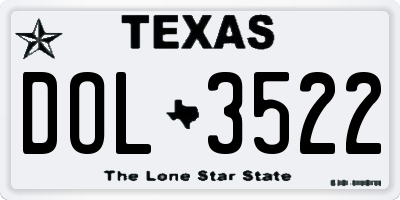 TX license plate DOL3522
