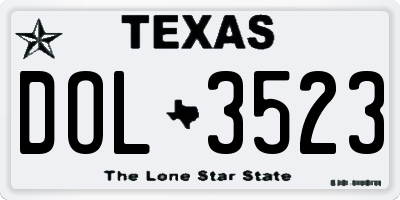 TX license plate DOL3523