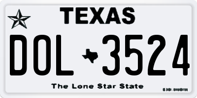 TX license plate DOL3524