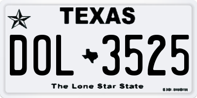 TX license plate DOL3525