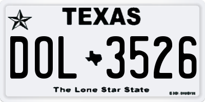 TX license plate DOL3526