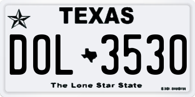 TX license plate DOL3530