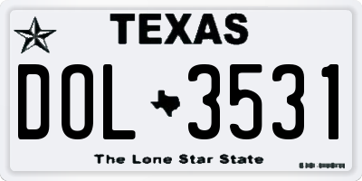 TX license plate DOL3531
