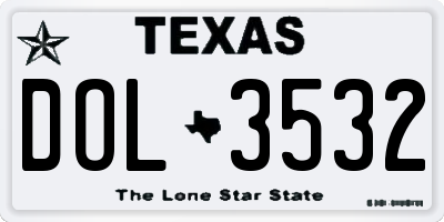 TX license plate DOL3532