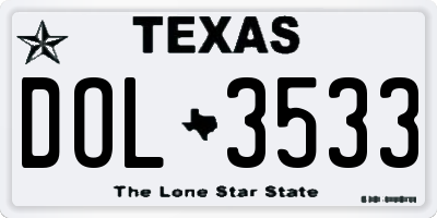 TX license plate DOL3533