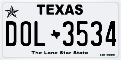TX license plate DOL3534