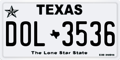 TX license plate DOL3536