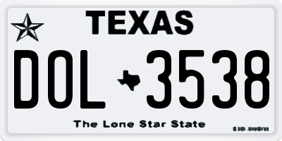 TX license plate DOL3538