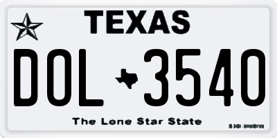 TX license plate DOL3540