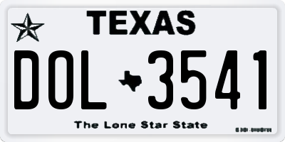 TX license plate DOL3541