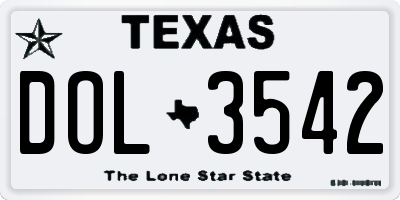TX license plate DOL3542