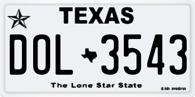 TX license plate DOL3543