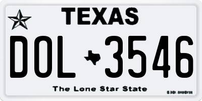TX license plate DOL3546