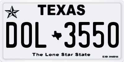 TX license plate DOL3550