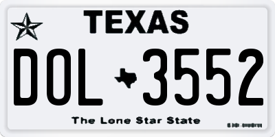 TX license plate DOL3552
