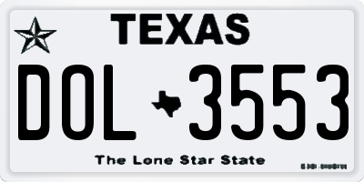 TX license plate DOL3553
