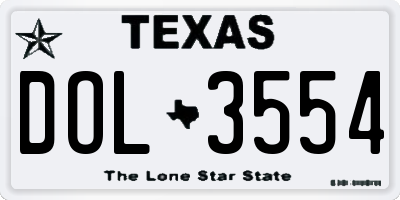 TX license plate DOL3554