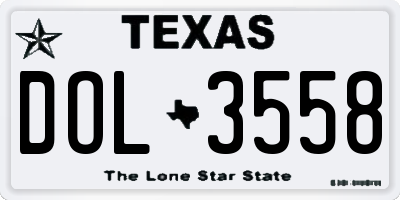 TX license plate DOL3558
